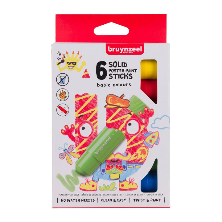 Bruynzeel Poster paint stick set Basic | 6 colours