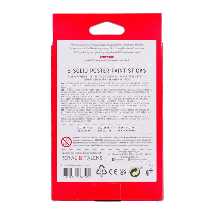 Bruynzeel Poster paint stick set Basic | 6 colours