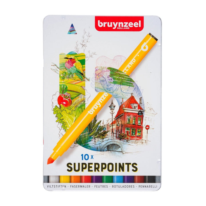 Bruynzeel Super point felt tip set | 10 colours