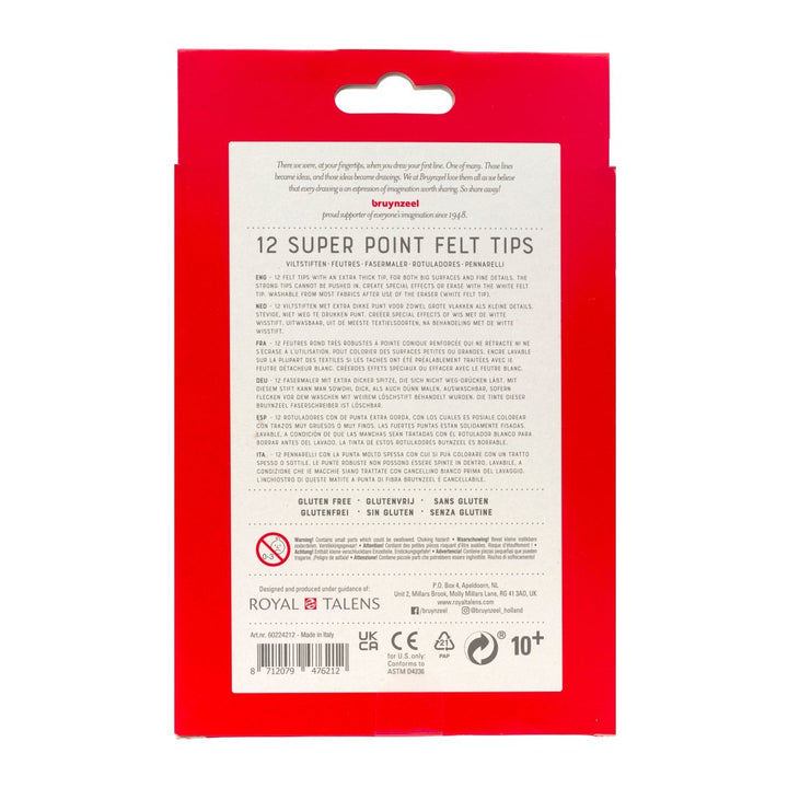 Bruynzeel Super Point felt tip set | 12 colours