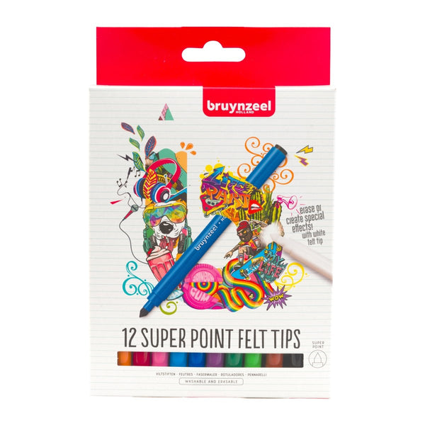 Bruynzeel Super Point felt tip set | 12 colours