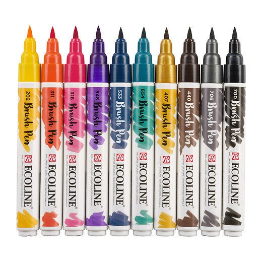 Ecoline Brush Pen set Dark | 10 colours