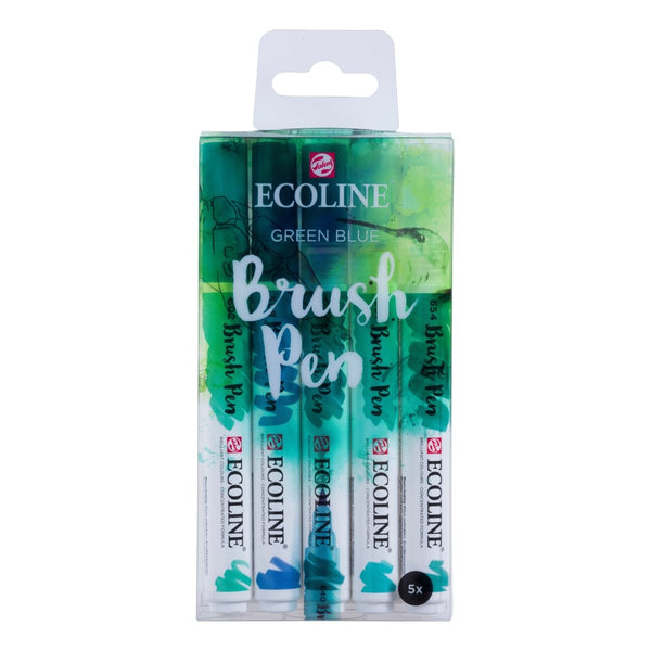 Ecoline Brush Pen set Green Blue | 5 colours