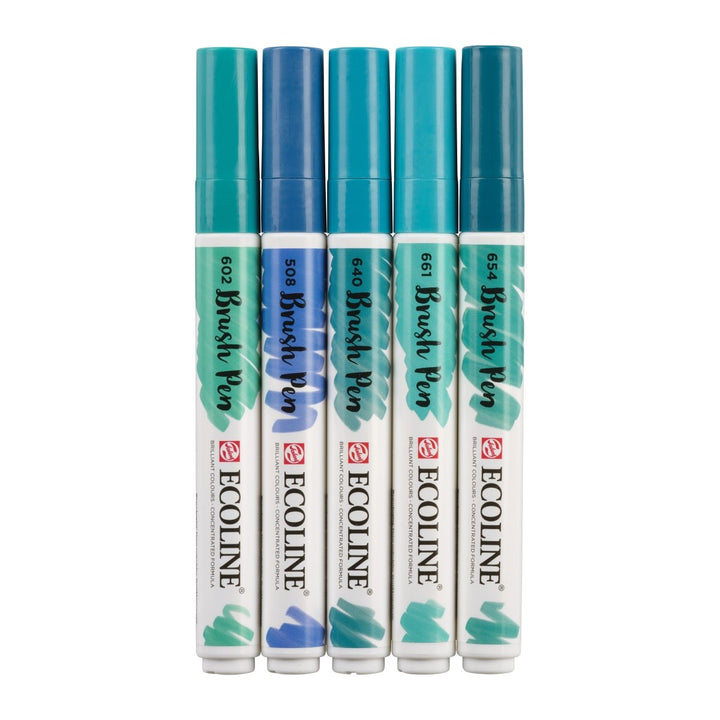 Ecoline Brush Pen set Green Blue | 5 colours