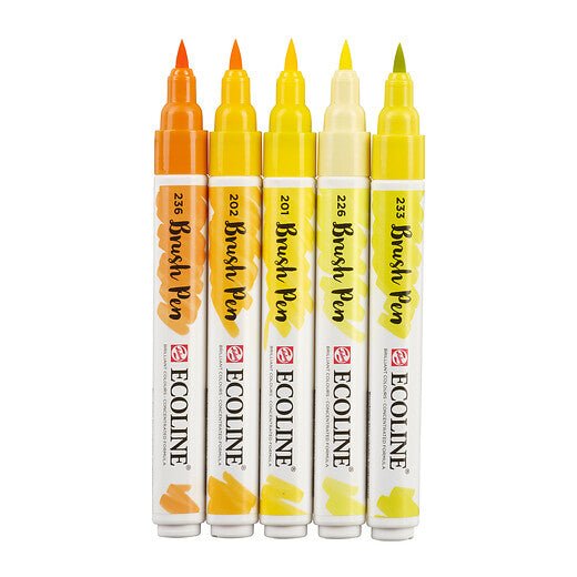 Ecoline Brush Pen set Yellow | 5 colours