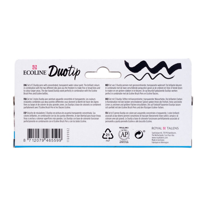 Ecoline Duotip marker set Black & Grey | 3 colours