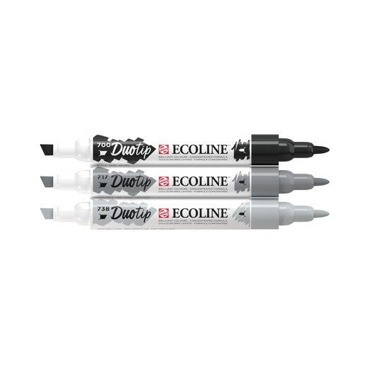 Ecoline Duotip marker set Black & Grey | 3 colours