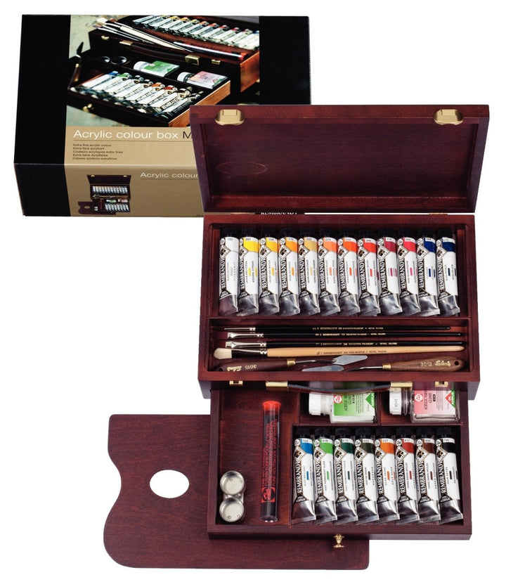 Rembrandt Acrylic colour wooden box set Master | 20 x 40 ml + accessories