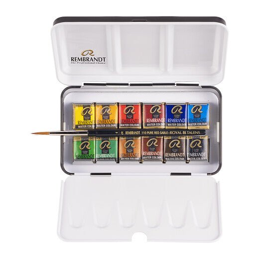 Rembrandt Watercolour metal tin set | 12 pans + brush