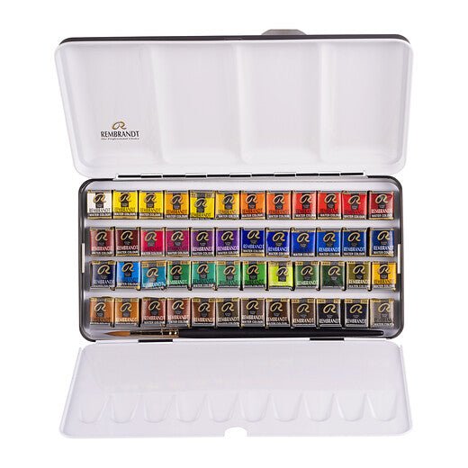 Rembrandt Watercolour metal tin set | 48 pans + brush