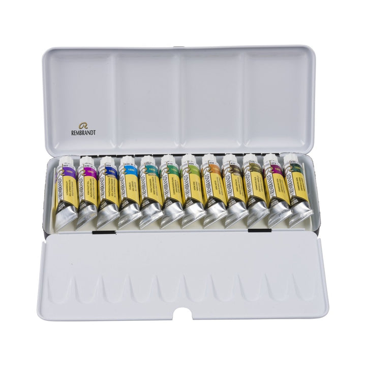 Rembrandt Watercolour metal tin set Granulating Colour Selection | 12 x 10 ml tubes