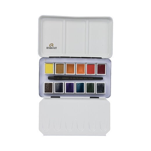 Rembrandt Watercolour metal tin set Landscape Colour Selection | 12 pans + brush