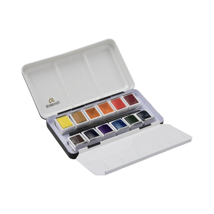 Rembrandt Watercolour metal tin set Landscape Colour Selection | 12 pans + brush