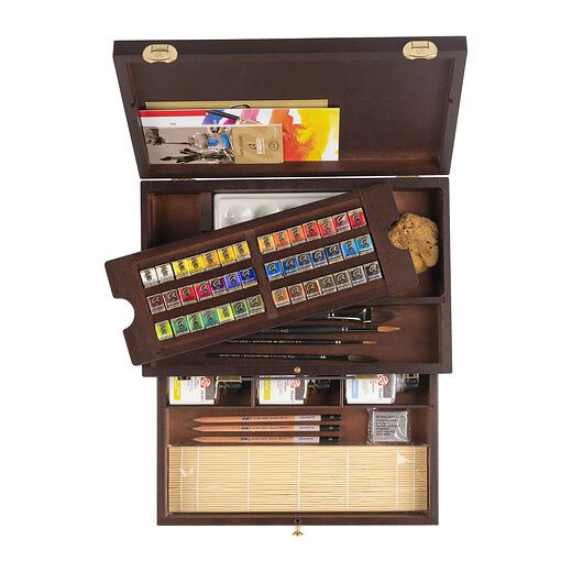 Rembrandt Watercolour wooden box set Master | 42 pans + accessories