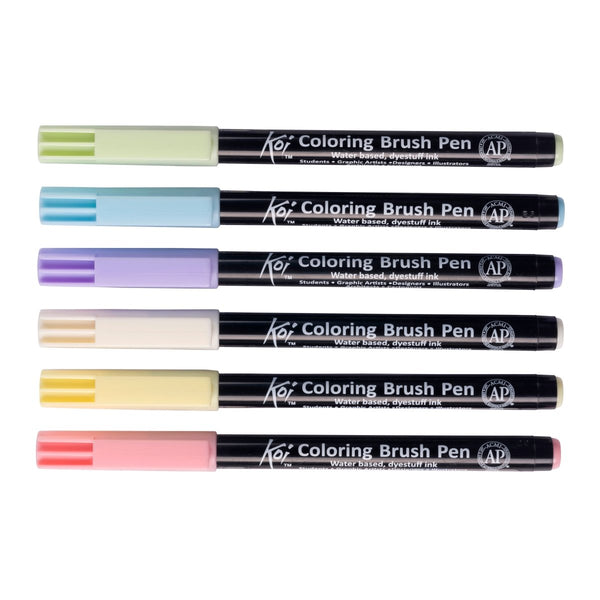 Sakura Koi Colouring Brush Pen set Pastel | 6 colours