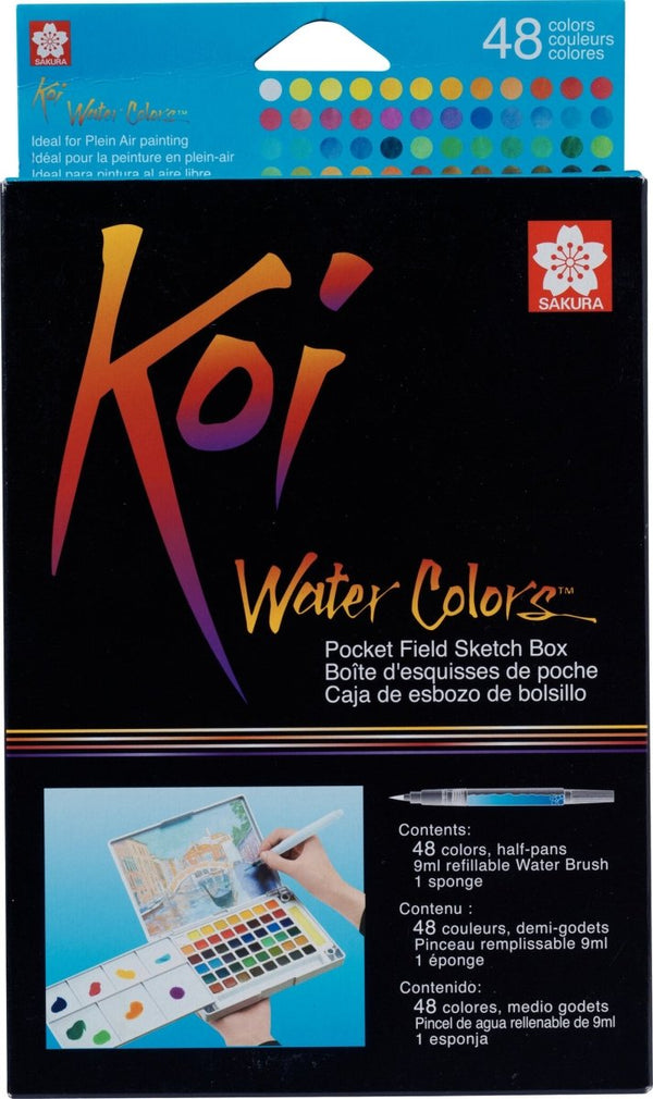 Sakura Koi Water Colors Pocket Field Sketch Box | 48 half pans