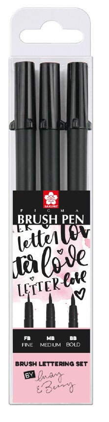 Sakura Pigma Brush Pen hand lettering set | 3 sizes, black