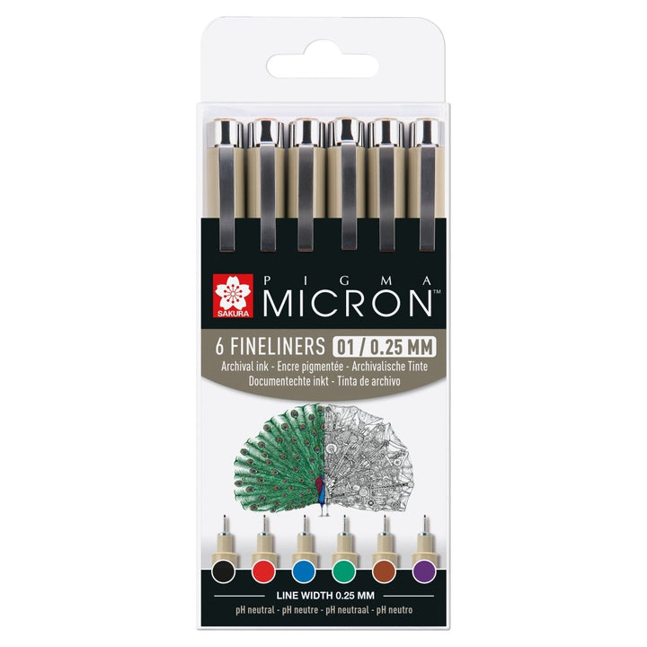 Sakura Pigma Micron 01 fineliner set | 6 colours