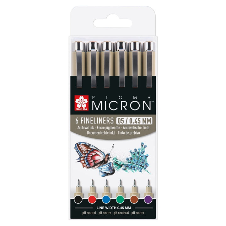 Sakura Pigma Micron 05 fineliner set | 6 colours