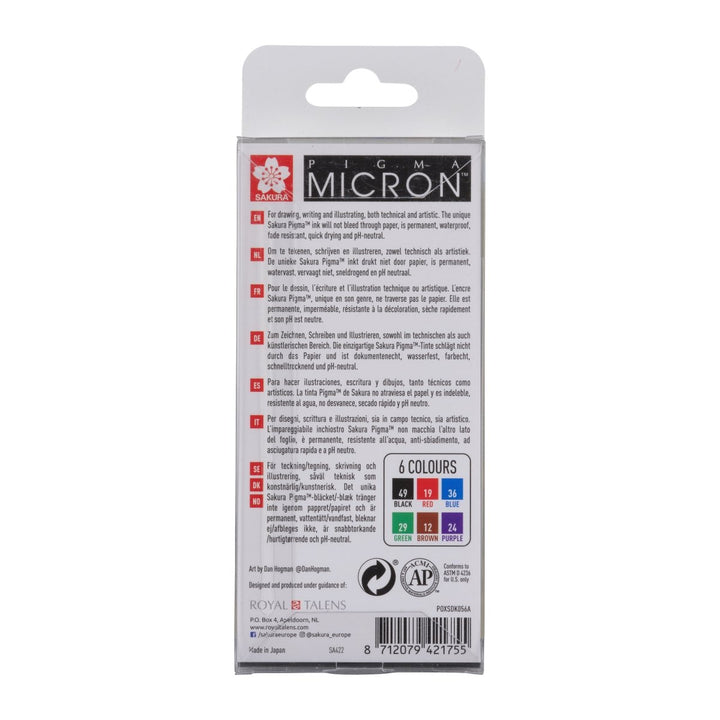 Sakura Pigma Micron 05 fineliner set | 6 colours