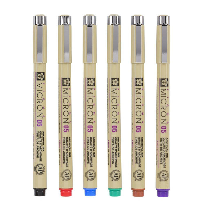 Sakura Pigma Micron 05 fineliner set | 6 colours