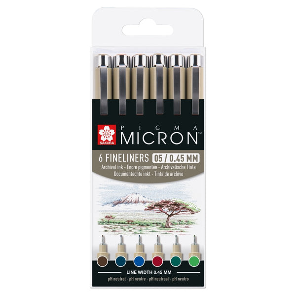 Sakura Pigma Micron 05 fineliner set Earth | 6 colours