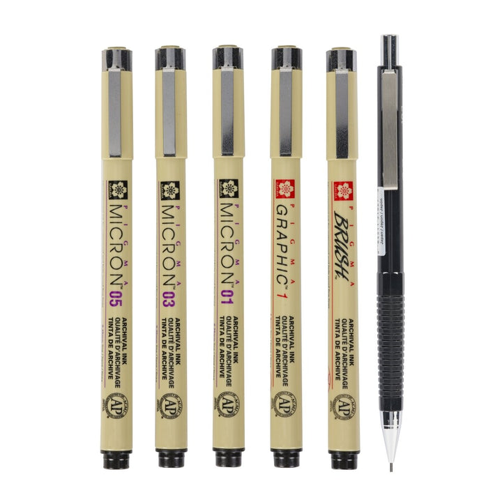 Sakura Pigma Micron fineliner Manga set | 6 sizes, black