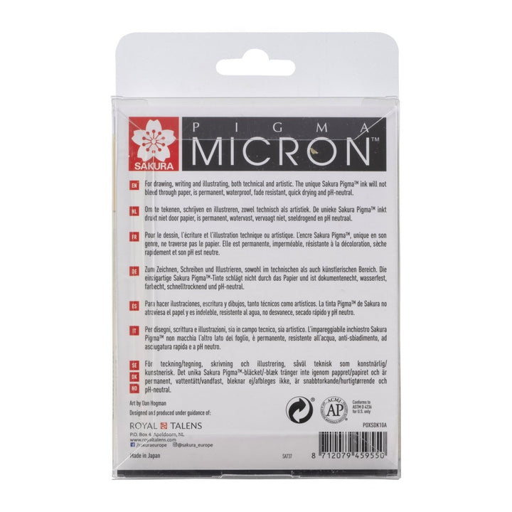 Sakura Pigma Micron fineliner set | 10 sizes, black