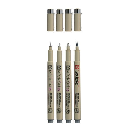 Sakura Pigma Micron fineliner set | 4 sizes, Cool Gray