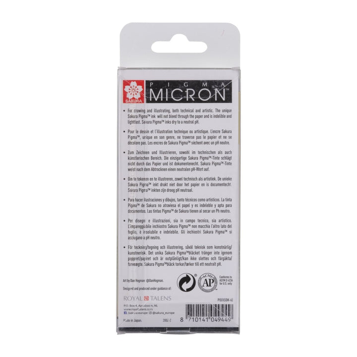 Sakura Pigma Micron fineliner set | 6 sizes, black