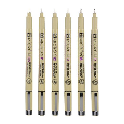 Sakura Pigma Micron fineliner set | 6 sizes, black