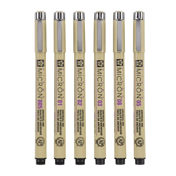 Sakura Pigma Micron fineliner set | 6 sizes, black