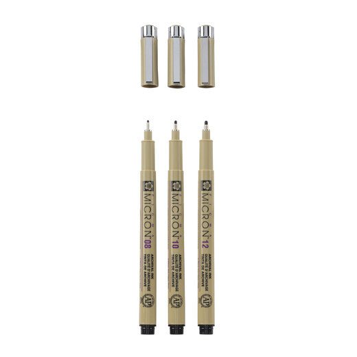 Sakura Pigma Micron fineliner set Broad | 3 pens, 0.5 mm + 0.6 mm + 0.7 mm, black