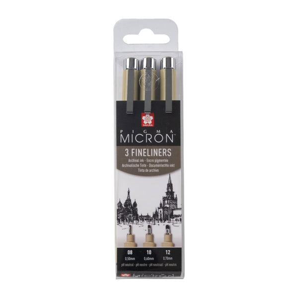 Sakura Pigma Micron fineliner set Broad | 3 pens, 0.5 mm + 0.6 mm + 0.7 mm, black