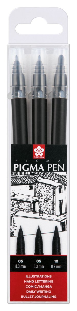 Sakura Pigma Pen set | 3 sizes, black