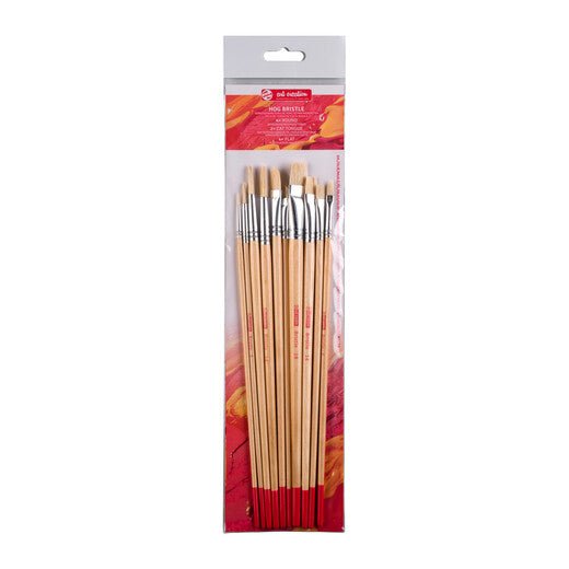 Talens Art Creation Oil & acrylic brush set hog bristle | 10 brushes