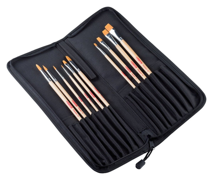 Talens Art Creation Oil & acrylic brush set polyester | 10 brushes + organiser