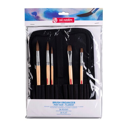 Talens Art Creation Watercolour brush set pony/polyester | 5 brushes + organiser