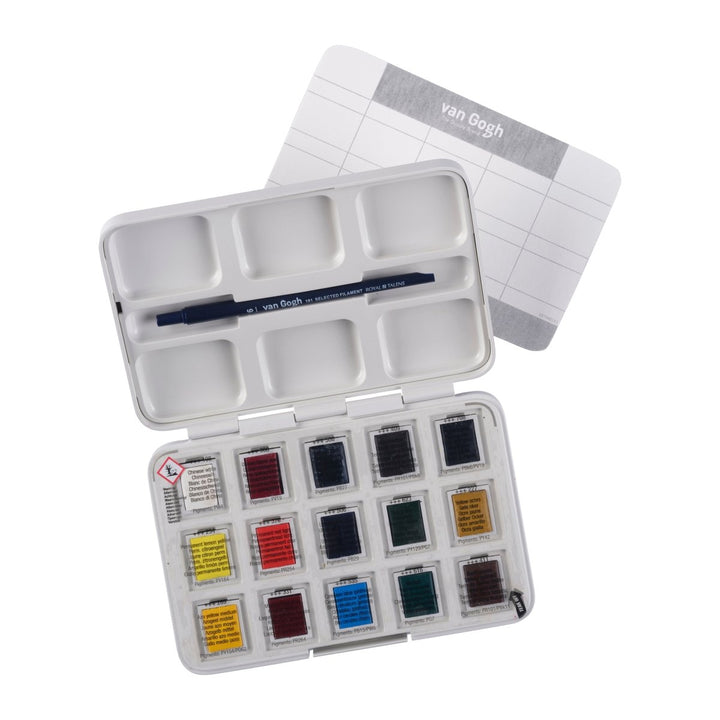 Van Gogh Watercolour pocket box basic colours | 12 half pans + 3 colours for free