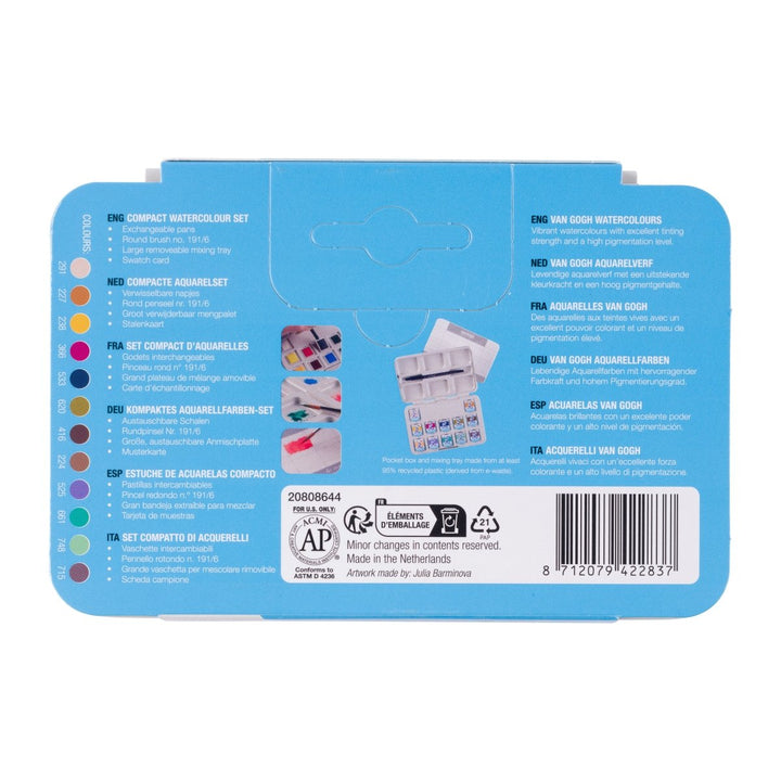 Van Gogh Watercolour pocket box muted colours | 12 half pans