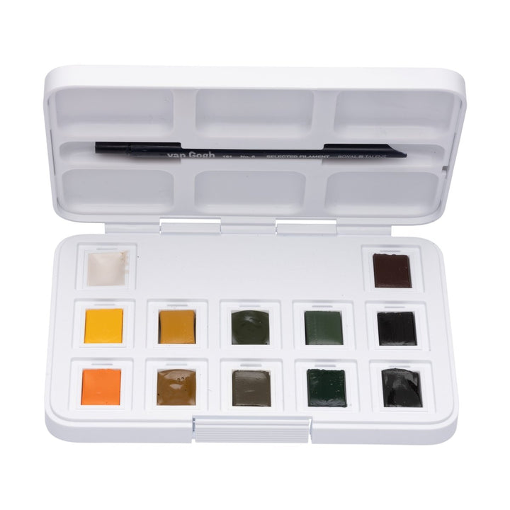 Van Gogh Watercolour pocket box shades of nature | 12 half pans