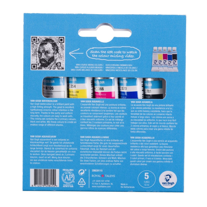 Van Gogh Watercolour primary mixing set | 5 x 10 ml tubes