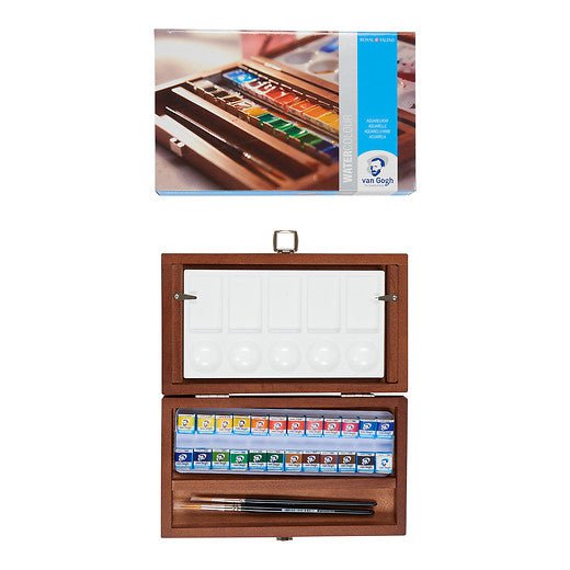 Van Gogh Watercolour wooden box | 24 half pans + 3 accessories